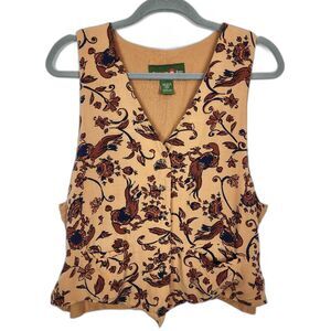 Outback Red Vintage Bird Pattern Tan Vest Size L